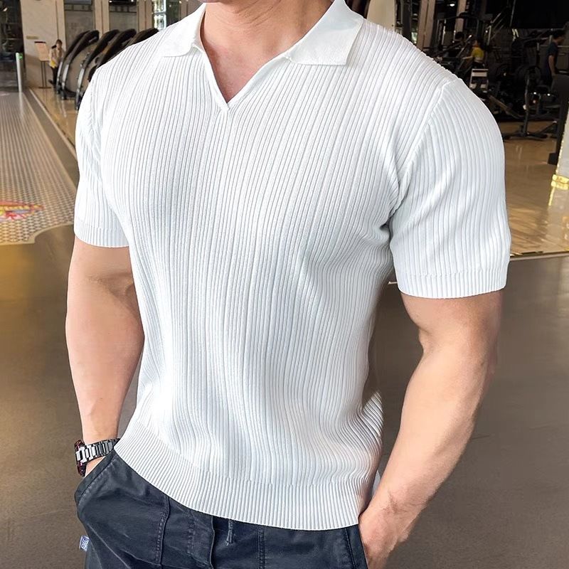 Men's Clothing Fashion Retro Loose Short Sleeved Polo Shirt Simple Fashion Casual Paul Shirt_viptrois.com