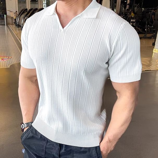 Men's Clothing Fashion Retro Loose Short Sleeved Polo Shirt Simple Fashion Casual Paul Shirt_viptrois.com
