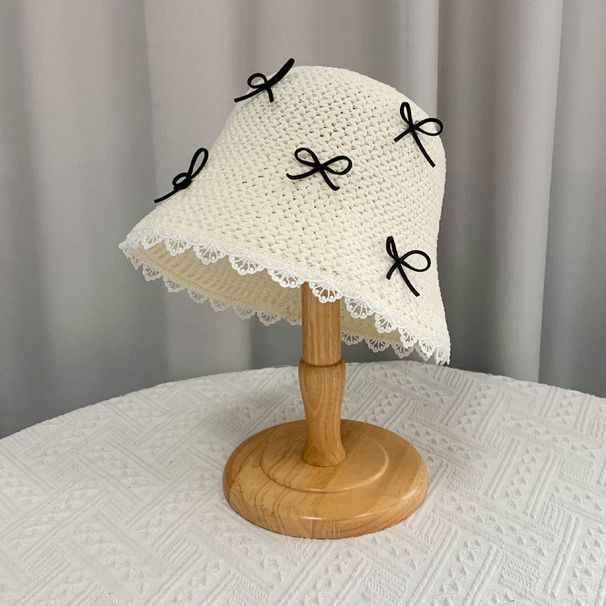 Spring And Summer Fisherman Hat Small Chanel Style Knitted Hat Women's Fashion Versatile Bow Bucket Hat Casual Breathable Basin Hat_viptrois.com