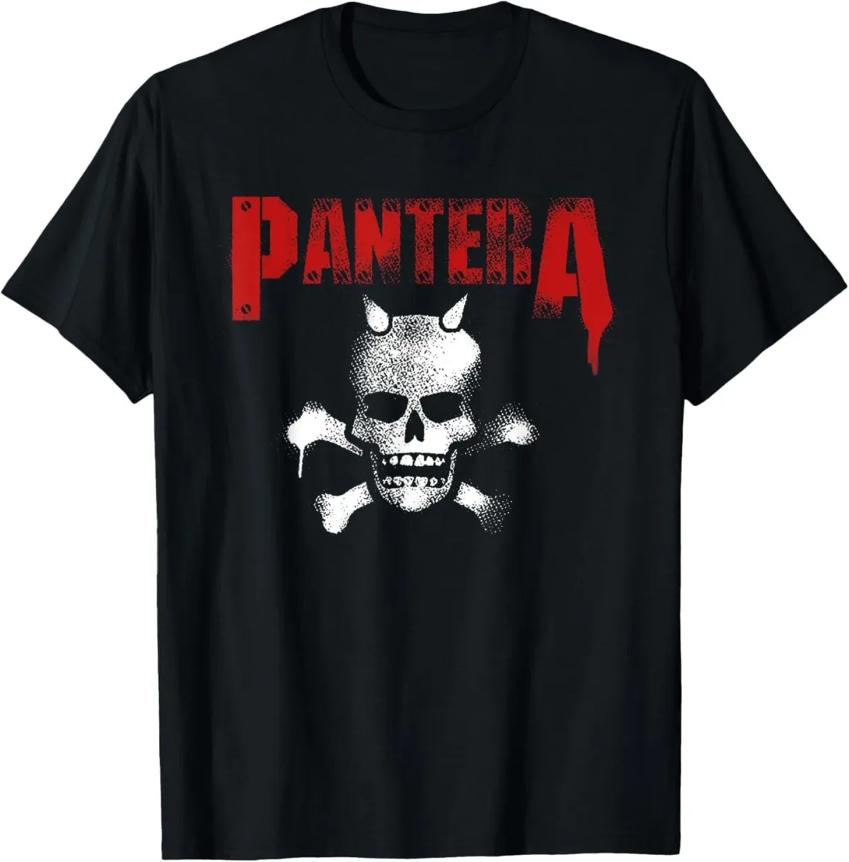 Pante-ra Official Horned Skull Stencil T-Shirt Mens Womens Tees Top_viptrois.com