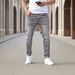 Men's Slim Fit Ripped Jeans | Distressed Skinny Denim Pants With Faded Wash | Stretch Comfort Tapered Leg For Casual Street Style_viptrois.com