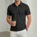 Men's Slim-Fit Polo Shirt – Breathable Jacquard Knit For Business Casual & Summer Wear (White/Navy/Coffee/Gray/Black, S-Xxxl)_viptrois.com