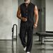 Men’s Linen Short Sleeve Shirt & Pants Set – Breathable Casual Outfit (S-XXXL, White/Black/Khaki/Sky Blue/Pink)_viptrois.com