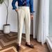 Men's Neapolitan Casual Trousers High Waist Straight Leg Business Style Sophisticated Stylish Wrinkle Free Parisian Button_viptrois.com