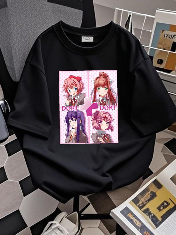 Literature Girls Unisex T-Shirt Men & Women, DDLC Plus, Just Monica, Horror Designer Clothes Graphic Homme Top For Everyday Wear Casual Streetwear_viptrois.com