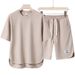 Summer Men's High End Casual Sports Suit Youth Loose Fashion Versatile Shorts Round Neck Short Sleeved T Shirt Two Piece Suit_viptrois.com