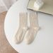 Women's & Men's Cotton Mid-Crew Socks With Soft Breathable Fabric, Solid Color & Starry Dot Design, Double Needle Stitching For All Seasons_viptrois.com