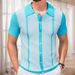 Men's Clothing Summer New Sweater Patchwork Contrast Color Casual Polo Shirt Men's Sy0169_viptrois.com