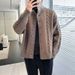 Knitted Sweater Jacket For Men, Autumn And Winter Loose Cardigan Sweater, Handsome Stand Up Collar, Thread Jacket_viptrois.com