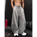 Retro American High Street Deconstructed Design Curved Sweatpants Gray Wide Leg Casual Fitness Pants for Men And Women with Graffiti Lines_viptrois.com