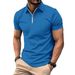 2026 Cross-Border Summer New Men's POLO Shirt Waffle Solid Color Short-Sleeve Zipper T-Shirt Top_viptrois.com