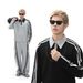 Men's Retro Stripe Color-Block Collar Sweatshirt & Joggers Set – Vintage College Style Long Sleeve Outfit_viptrois.com