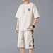 Men's Clothing Summer Sports Suits Large Size Men's Summer Style All Match Waffle Short Sleeved Shorts Two Piece Suit_viptrois.com