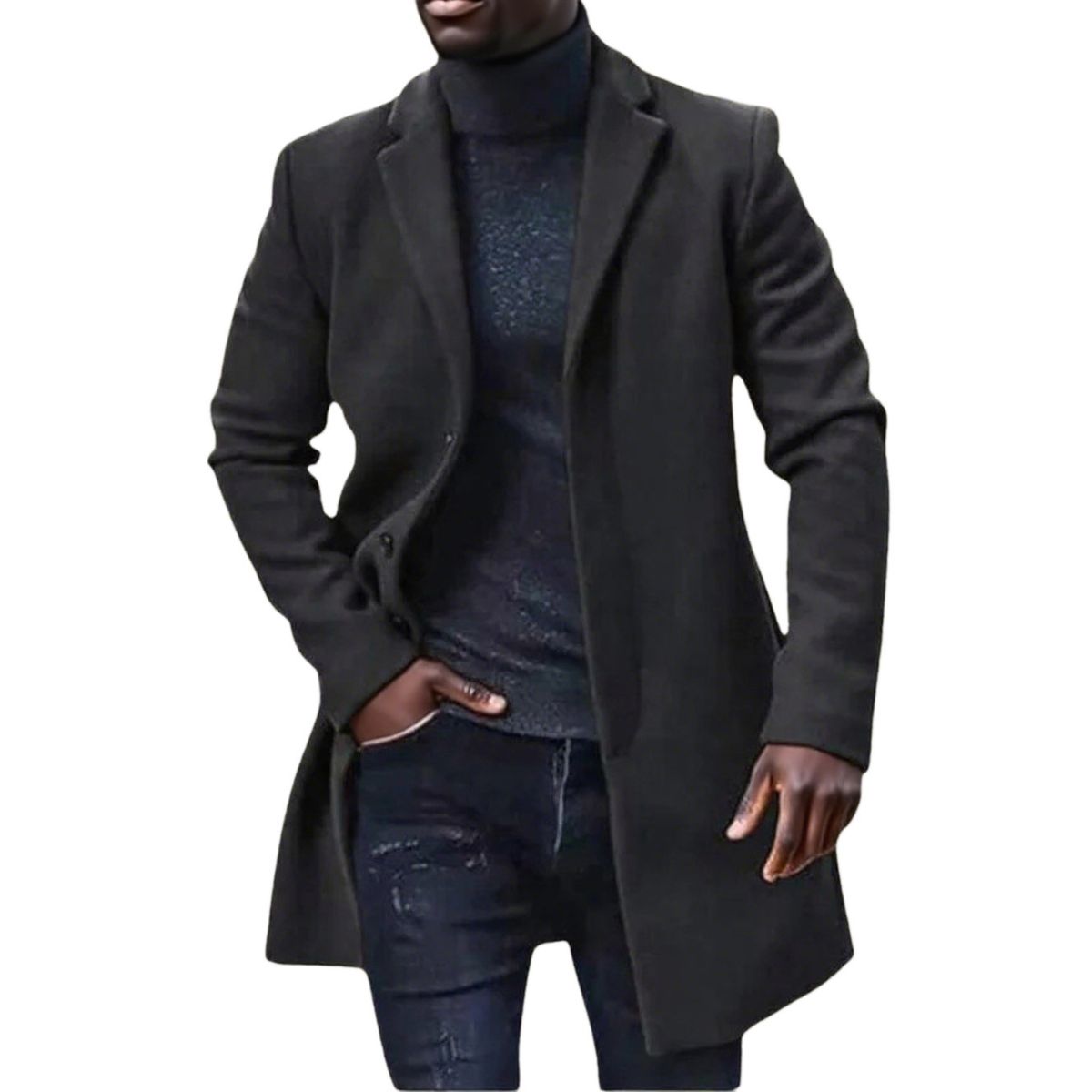 Men's Clothing Military Green Wool-Blend Peacoat – Slim Fit Casual Overcoat For Men (S-XXL)_viptrois.com