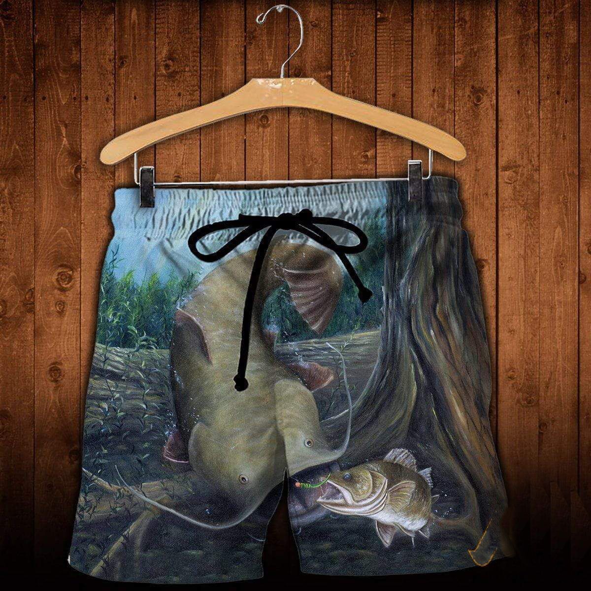 Men's Printed Cycling Off-Road Fishing Lure Shorts Beach Pants Couple Large Size Pocket Shorts_viptrois.com