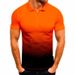 2023 Men's Fashion Casual Sports T-Shirt European And American Summer Turn-down Collar 3D Gradient Short Sleeve_viptrois.com