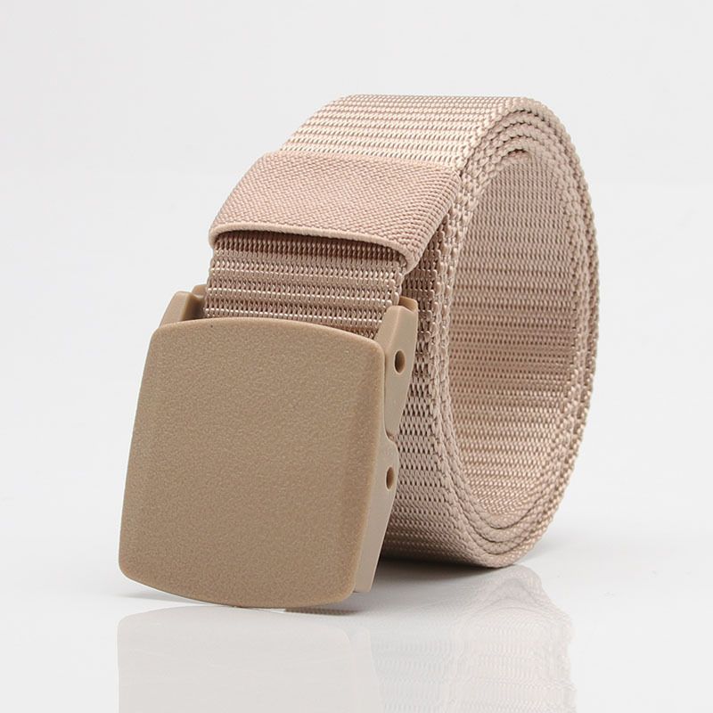 Canvas belt men's and women's belt youth metal-free automatic buckle casual outdoor student military training belt_viptrois.com