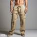 Men's Clothing New Cotton And Linen Trousers Drawstring Elastic Waist Straight Leg Solid Color Breathable Daily Casual Mid Length Trousers_viptrois.com