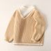kid's clothing Preppy kids' sweater with fake collar and striped jumper over it_viptrois.com