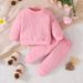 225 New Spring And Autumn Cross Border Baby Girl Round Neck Long Sleeve Top + Letter Printed Pants Two Piece Set In Stock_viptrois.com