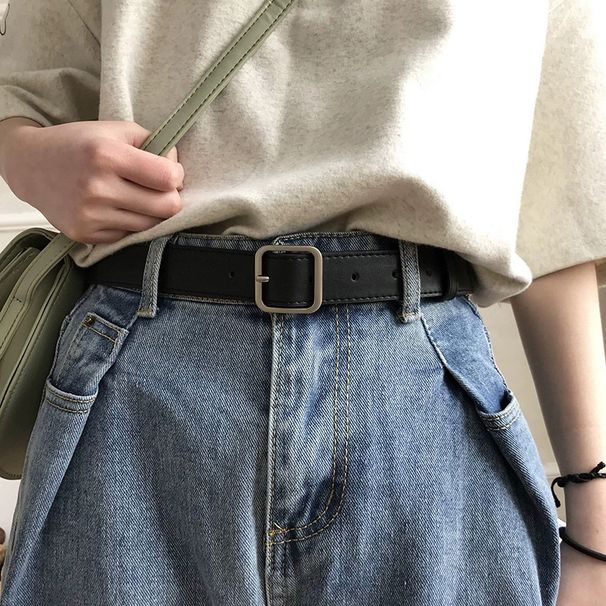 Retro Thin Belt For Women, Simple And Versatile, Korean Student Casual Fashion Square Buckle Belt For Men, Decorative Jeans Belt Trend_viptrois.com