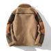 Men's Clothing large size lapel fur and velvet thickened warm stitching color matching jacket_viptrois.com