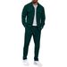 European And American Autumn New Waffle Long Sleeved Trousers Two Piece Suit Solid Color Double Pocket Workwear Cardigan Shirt Suit_viptrois.com