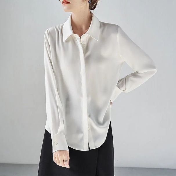 2025 Spring Autumn New White With Women's High End Hidden Button Design For Commuting OL And Vertical Professional Dress_viptrois.com