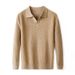 V Collar Sheep Sweater Men's Korean Version Medium Knitted Bottoming Top Loose Polo Top Men's Clothing_viptrois.com