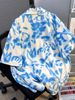 Summer Thin Tie Dyed Short Sleeved Shirt For Men Casual Trendy Sports Youth High Street Shirt_viptrois.com