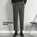 Men's Thick Brushed Woolen Suit Trousers Casual Cropped Straight Leg Autumn Winter Drapey Pants_viptrois.com