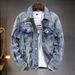 Men's Clothing new versatile men's jackets spring and autumn high end trendy brand graffiti print fitted denim jacket for men_viptrois.com