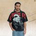 American-style Washed Distressed Short T-shirt With All-over Oversized Print Design And One-piece Raglan Cut_viptrois.com