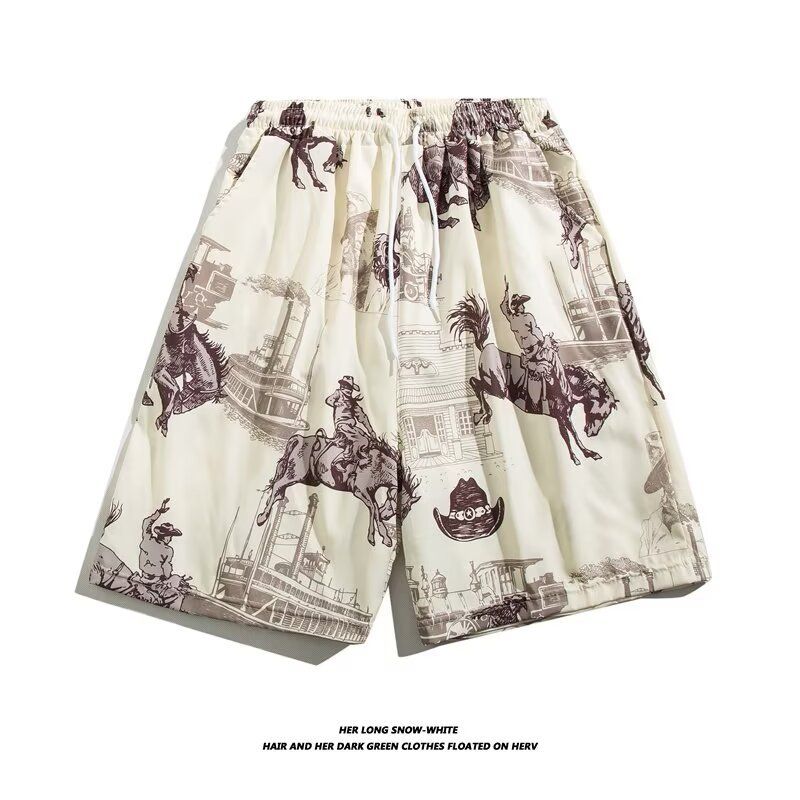 Men's Clothing Men's Beach Print Shorts Casual Sports Five Point Pants Summer Men's Loose Seaside Vacation Quick Drying Pants_viptrois.com