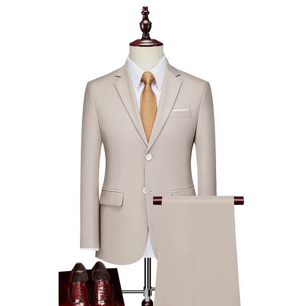 Men's Clothing Single Breasted Double Button Suit For Men, Business Suit For College Students, Formal Wear For Work, New Best Man For Wedding_viptrois.com