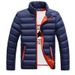 Men's Winter Jacket With Stand Collar, Waterproof Zipper, Solid Color, Plus Size Cotton Coat For Casual Wear_viptrois.com