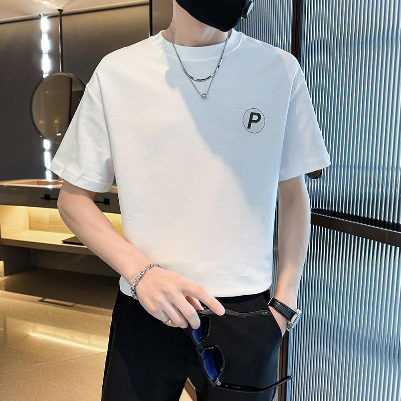 Ruffian Handsome Men's Short-sleeved T-shirt 2025 New Summer Light And Mature Wind Round Neck Front Shoulder Half-sleeved Men's Heavy T-shirt_viptrois.com