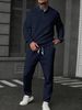 Men's Wheat-Stripe Polo & Pants Set – Long Sleeve Athletic Outfit For Casual & Sporty Looks_viptrois.com