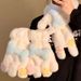 Cartoon Star Small Bone Five Finger Gloves Women In Winter, Cute Plush, Thick Warm, Hanging Neck For Cycling, Windproof_viptrois.com