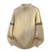 "Teen Boys' Half-Zip Stand Collar Sweater – Trendy Winter Knitwear For Junior & High School Students, Warm Pullover Base Layer"_viptrois.com