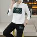 Embroidered casual sweatshirt set with men's trendy brand 2023 autumn new men's sports two-piece set_viptrois.com
