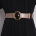 Obsidian belt Y family same style round buckle genuine leather girdle sweater jacket suit waist belt two layers of cowhide_viptrois.com