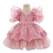 Children's New Infant And Toddler Princess Dress Full Moon And One Year Old Banquet Dress Embroidered Mesh Fungus Pleated Children's Dress_viptrois.com