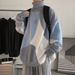 Unisex High-Neck Sweater – Oversized Drop-Shoulder Pullover (Korean Streetwear, Winter Layering, Loose Fit, Soft Polyester Knit)_viptrois.com