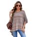 One-line collar tassel cape lady's striped cape coat_viptrois.com
