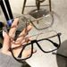 New Large Square Frame Anti Blue Light Glasses Korean Style Personality Double Beam Half Frame Glasses Frame Fashion Plain Plain Glasses_viptrois.com