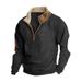 2024 New American Style With Embroidery Patchwork Half-Zip Men's Long Sleeve Sweatshirt_viptrois.com