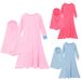 Kids’ Clothing Girls Spring And Autumn Long Sleeve Solid Color Dress + Headscarf 2 Piece Children's Clothing_viptrois.com