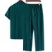 Men's Clothing Thin Breathable Short Sleeved Shirt Suit Men's Striped Three Quarter Sleeve Two Piece Suit_viptrois.com
