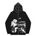 Hoodie Sweatshirt Gothic High Street Full Zipper Oversized Unisex Streetwear Y2 Jacket_viptrois.com